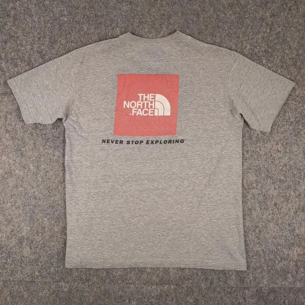 The North Face Shirt Mens Small Gray Box Logo Graphic Tee Outdoor Hiking